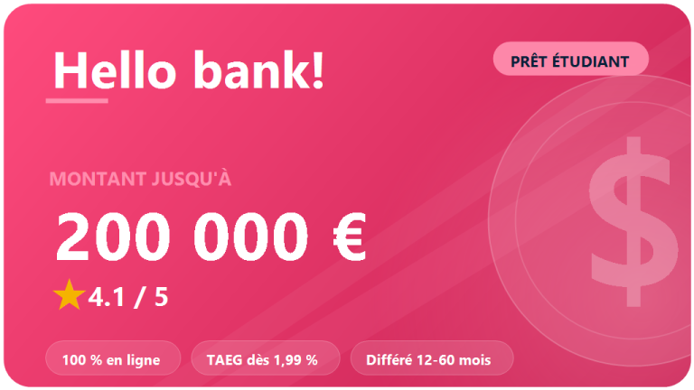 Hello bank! : avis 2026 sur le prêt étudiant